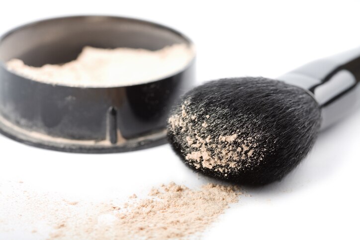 powder and black brush isolated