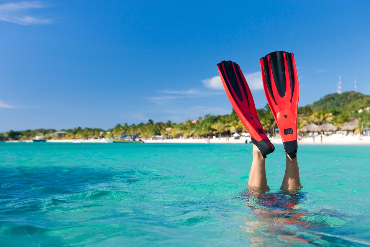 Vacation Lifestyles-Snorkeler Diving in Ocean