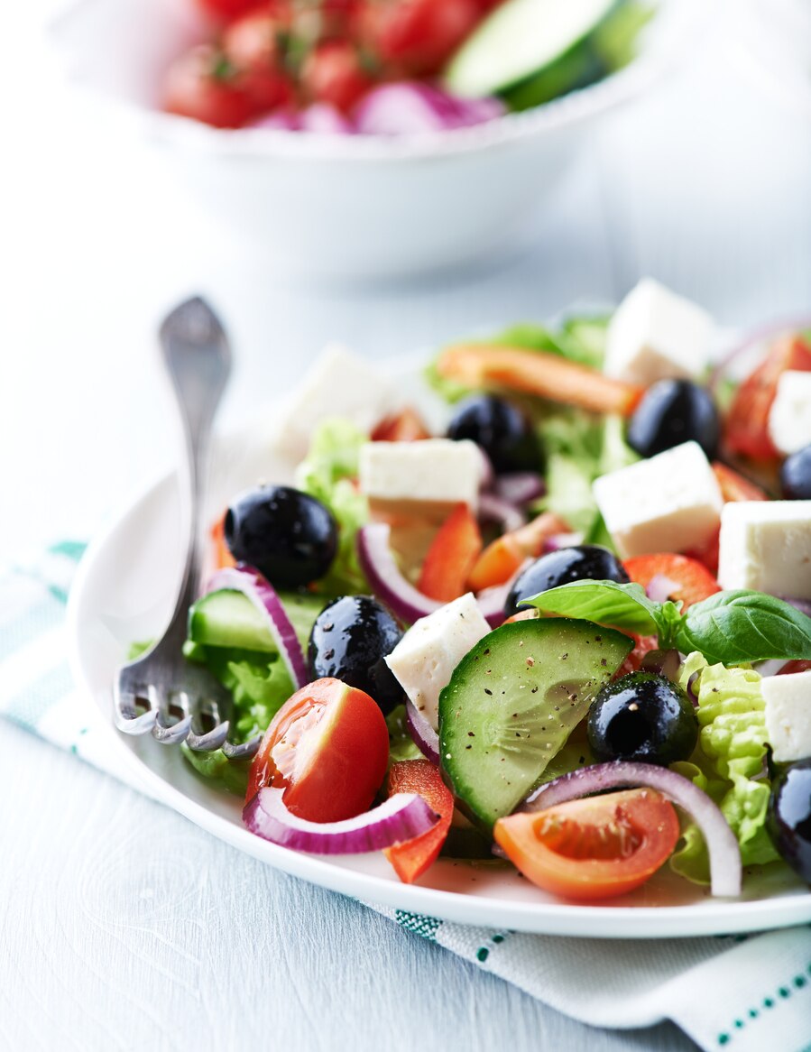 Mediterranean-style salad with feta and olives